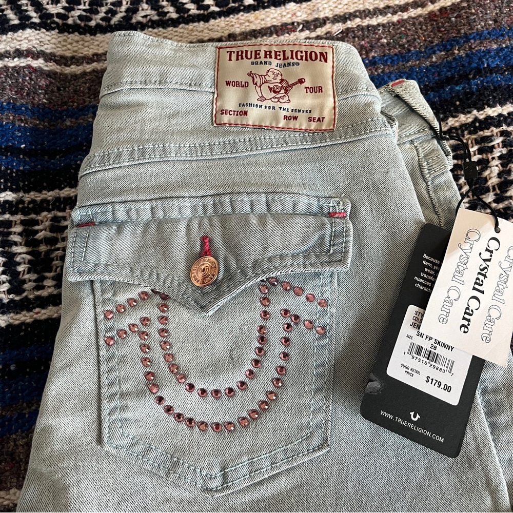 pink gem y2k true religion womens “jennie” jeans